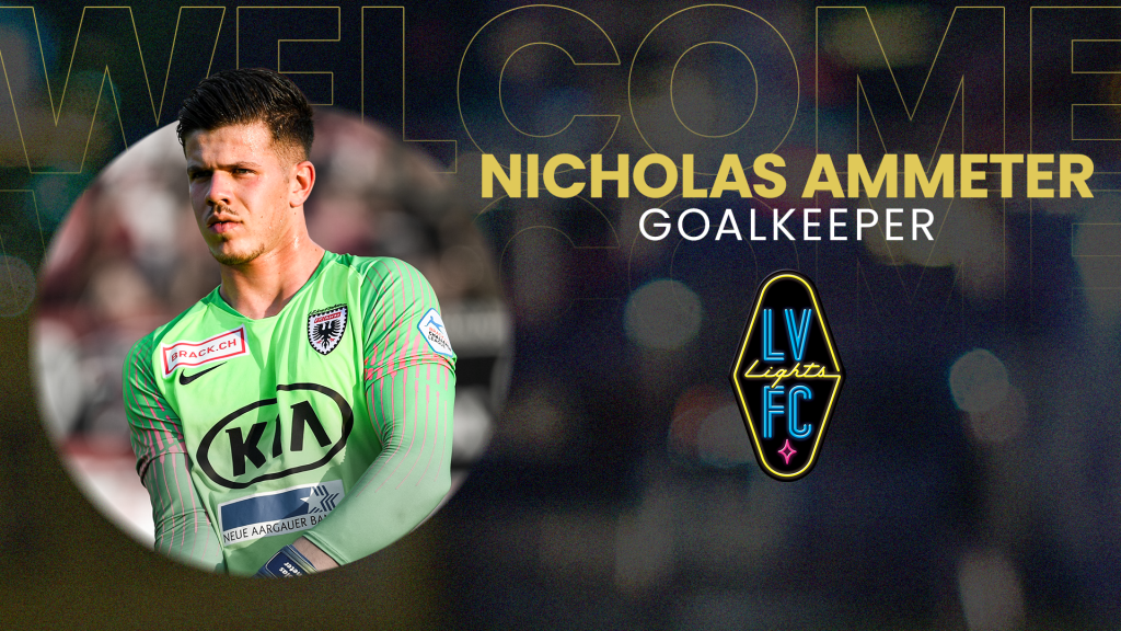Nicholas Ammeter announcement graphic for Las Vegas Lights FC