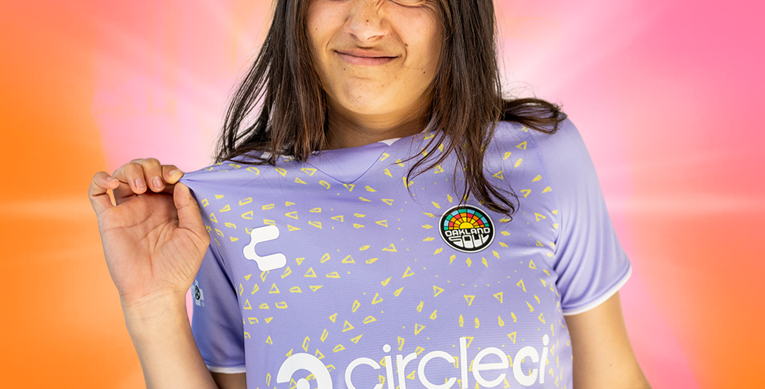 Image of Miranda Nild in and Oakland Soul SC lilac jersey.