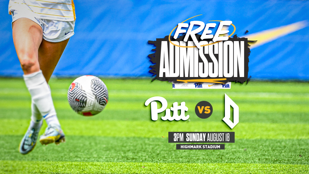 Pitt-Duquesne women's soccer match promotional graphic at highmark stadium