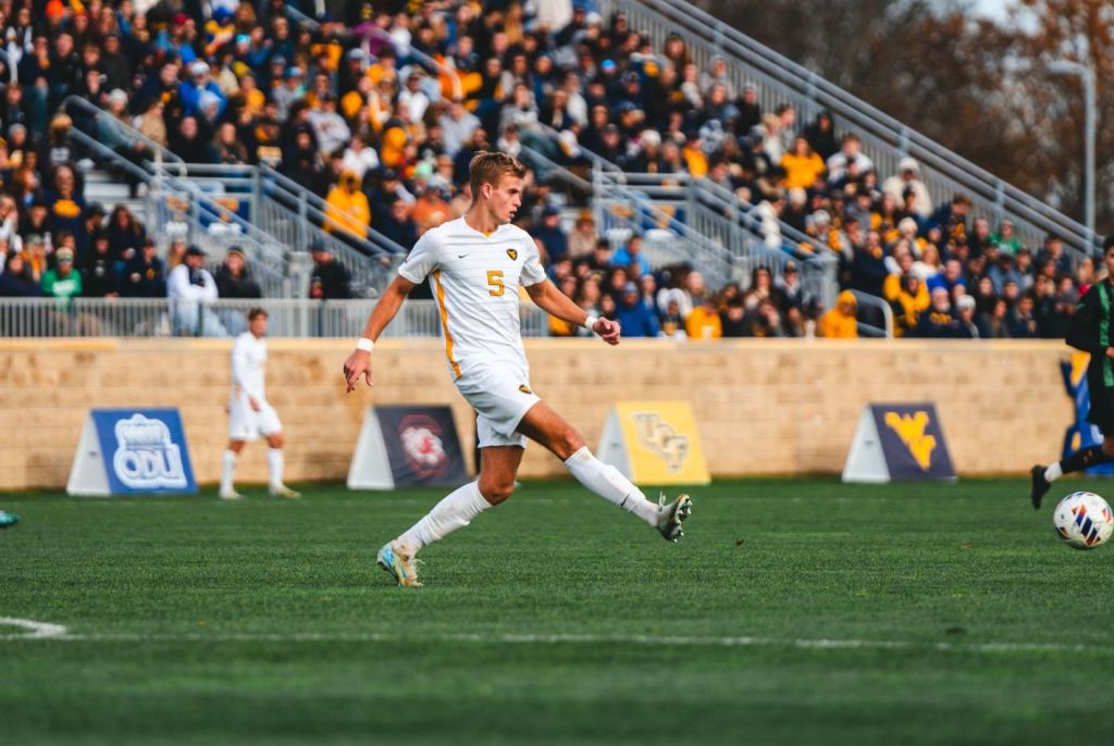 West Virginia All-American and former English youth international Max Broughton signed with the Riverhounds for 2025. (Photo courtesy of West Virginia Athletics)