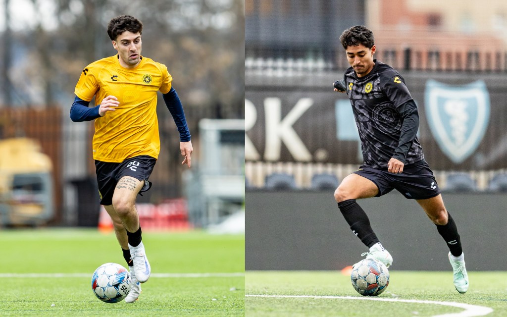 Jason Bouregy (left) and Jorge Garcia, a pair of first-year pros out of Villanova, are the two newest Hounds signings for 2025. (Photos: Mallory Neil/Riverhounds SC)