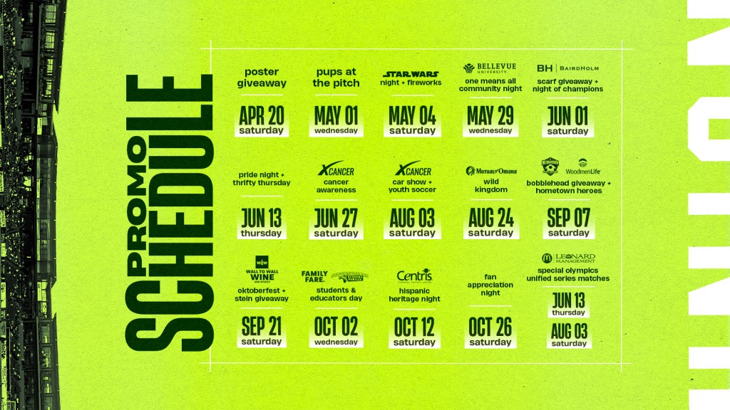 Union Omaha Promo Schedule 2024